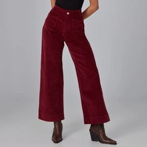 Lola Jeans Colette High Rise Wide Leg Jeans - Merlot Corduroy